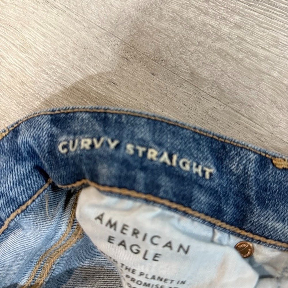 American Eagle Jeans Womens 2 Blue Curvy Straight High Rise Distressed‎ - Picture 4 of 8